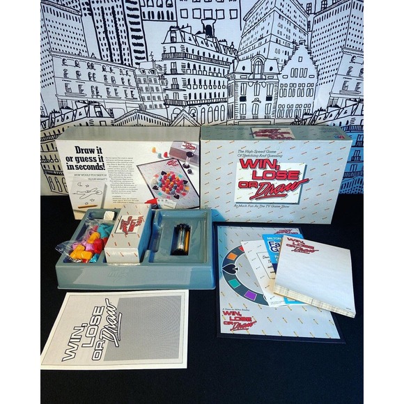 Vintage 1987 Win Lose or Draw Board Game Milton Bradley Disney COMPLETE NOB! - Picture 1 of 12